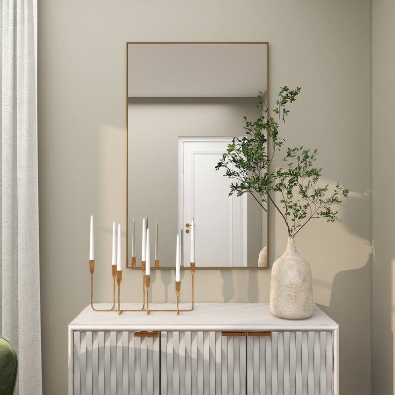 CosmoLiving by Cosmopolitan Gold Metal Room Wall Mirror with Thin Frame