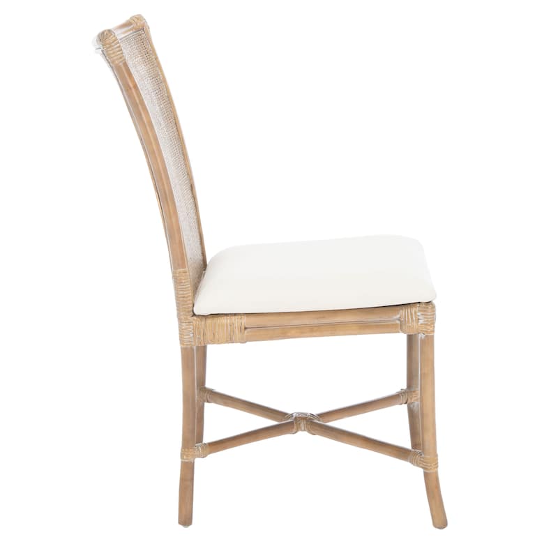SAFAVIEH Paula Greywhitewash/White Rattan Accent Chair with Cushion - 18.1" W x 21.7" L x 35.4" H - 18Wx22Dx35H