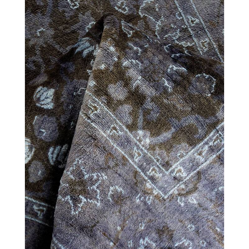 Overton Hand Knotted Wool Vintage Inspired Modern Contemporary Overdyed Gray Runner Rug - 2' 7" x 8' 10"