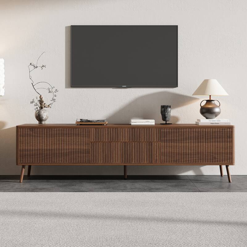 70 inch Fluted TV Stand with Storage Drawers and Cabinets for TVs up to 80"