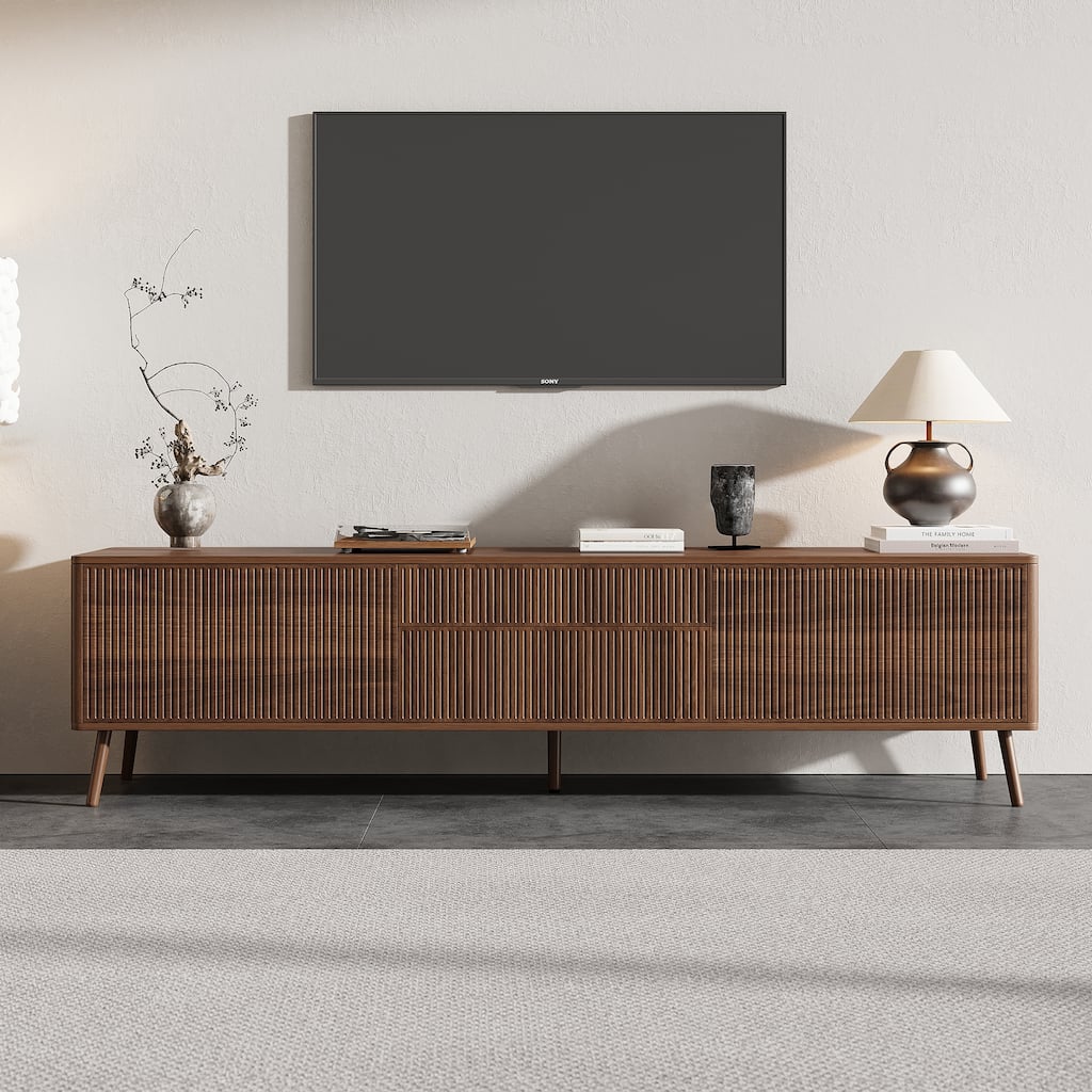 70 inch Fluted TV Stand with Storage Drawers and Cabinets for TVs up to 80"