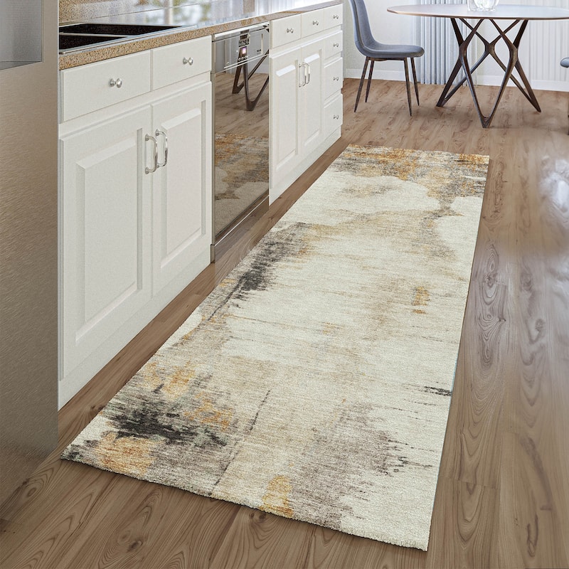 Premium Washable Super Soft Modern Impressions Mayfield Rug - Beige - 2' 3" x 7' 6" - Runner