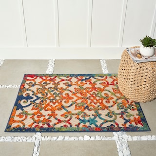 Nourison Aloha Transitional Scroll Indoor/Outdoor Damask Rug