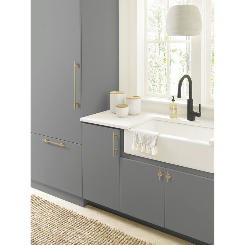 Transcendent 5-1/16 in (128 mm) Center-to-Center Matte Gold Cabinet Pull - 5.0625
