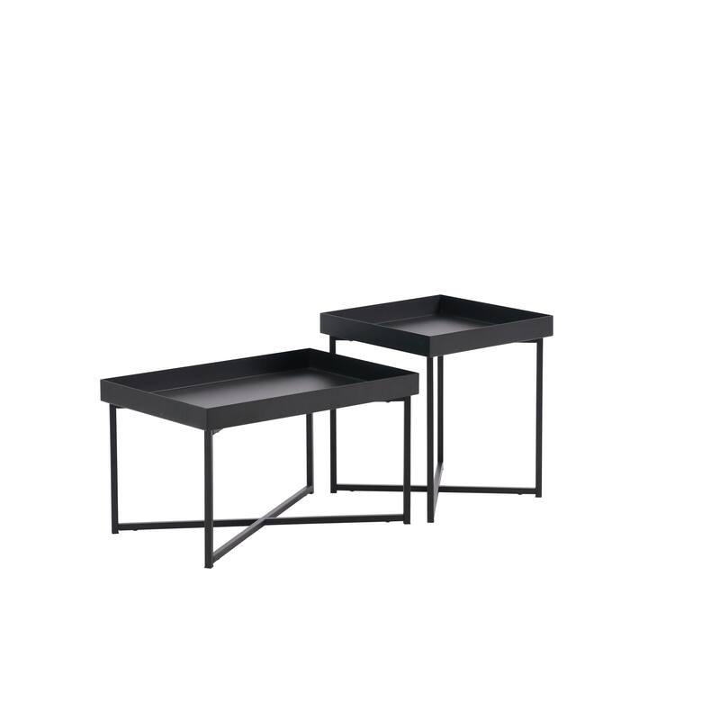 Rye Studio Loranze Industrial Set of 2 Metal Coffee Tables 23x16 & 15x15