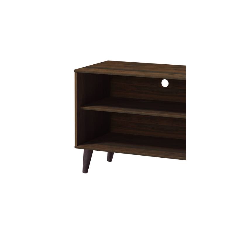 Amidon TV Stand for TVs up to 47.3", with 2 Storage Shelves& 1 Cabinet - White+Walnut