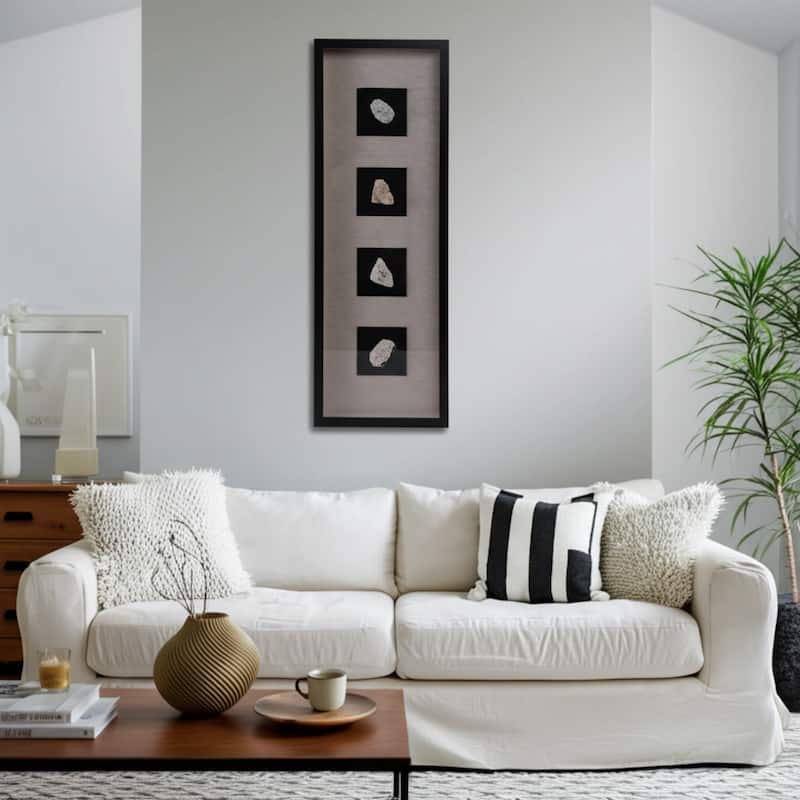 Crystal Wood Frame Canvas Art Vertical Wall Decor - 47" White