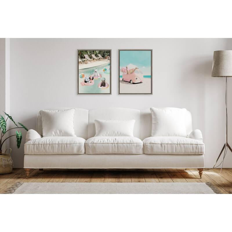 Kate and Laurel Sylvie Pool Party Framed Canvas by July Art Prints
