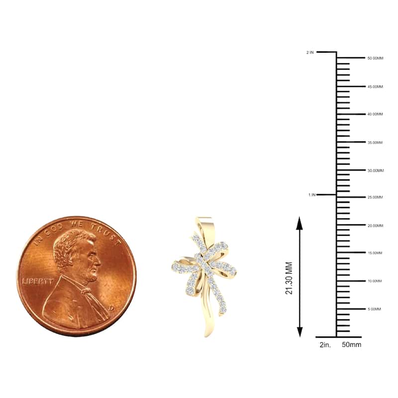 1/8ct TDW Diamond Bow Pendant Necklace in 10k Gold for Women