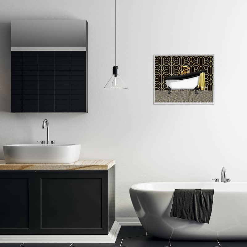 Stupell Bathroom in Deco Style Framed Giclee Art Design By Conrad Knutsen