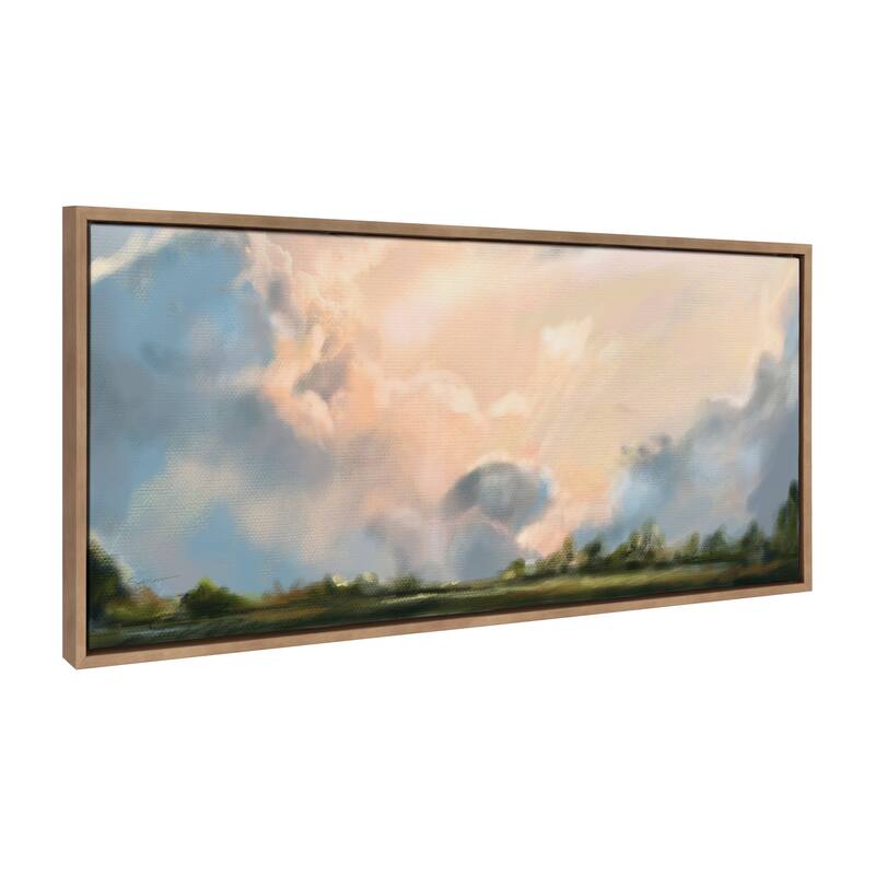 Kate and Laurel Sylvie Clouds Framed Canvas by Mary Sparrow - 18x40 - Gold
