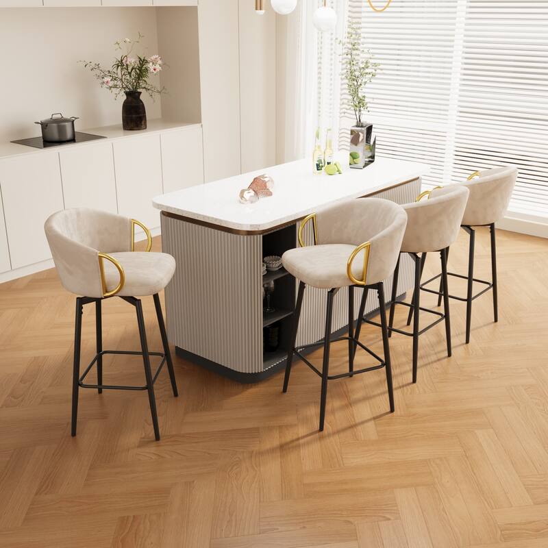 30 Inch Dining Chairs Set Of 4 Modern Style 360°Swivel Bar Chairs With Simple Design
