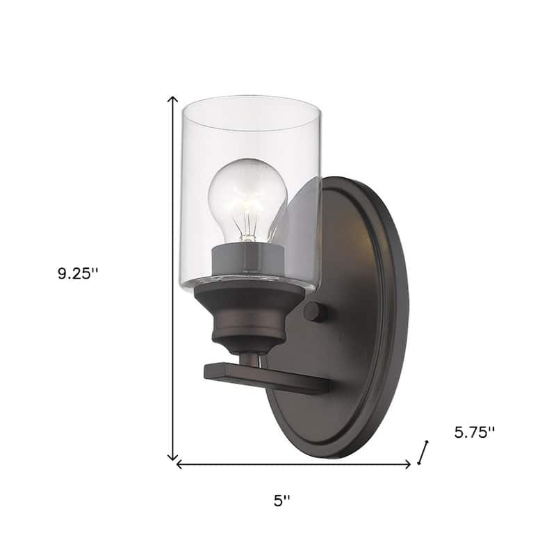 Modern Wall Sconce 1 Light with Clear Glass Shade and Steel Fixture Damp Rated Reversible Mounting - 9.25" H x 5" W x 5.75" D