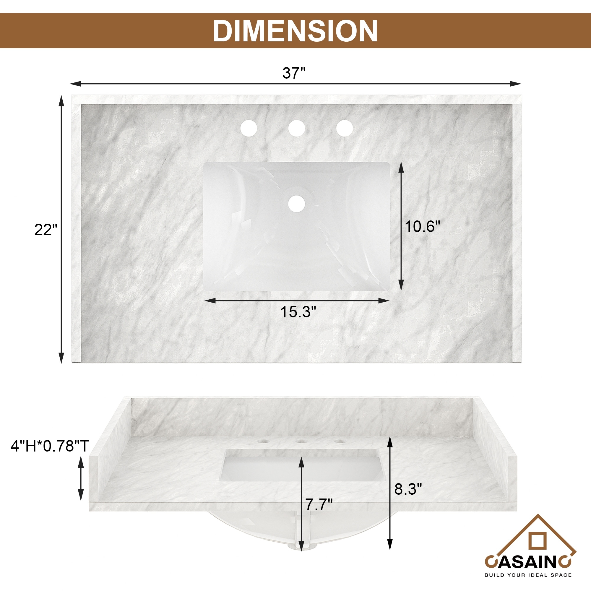 37-in Ariston Natural Marble Bathroom Vanity Top