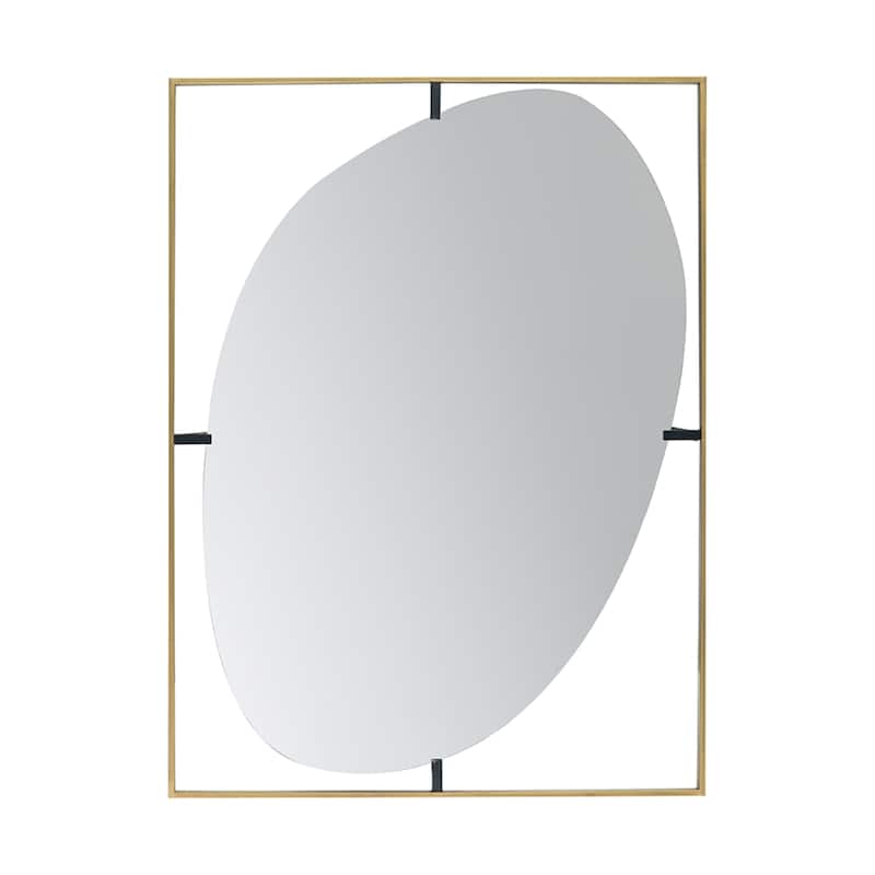 Rectangular Framed Oval Wall Mirror - 40.25" - Gold