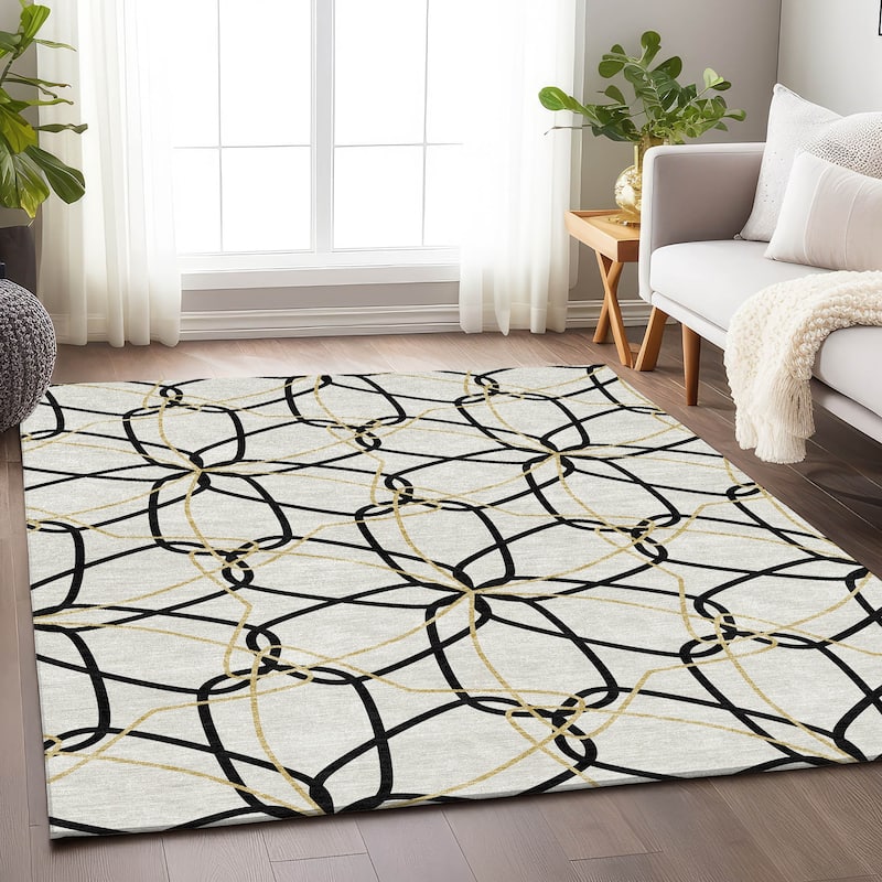 Premium Washable Super Soft Modern Floral Mayfield Rug - White - 3' x 5'