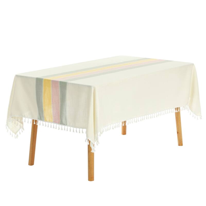 1 Pack Rectangle Tablecloth, Cotton Linen Spillproof Table Cover - Colorful - 55x79inch