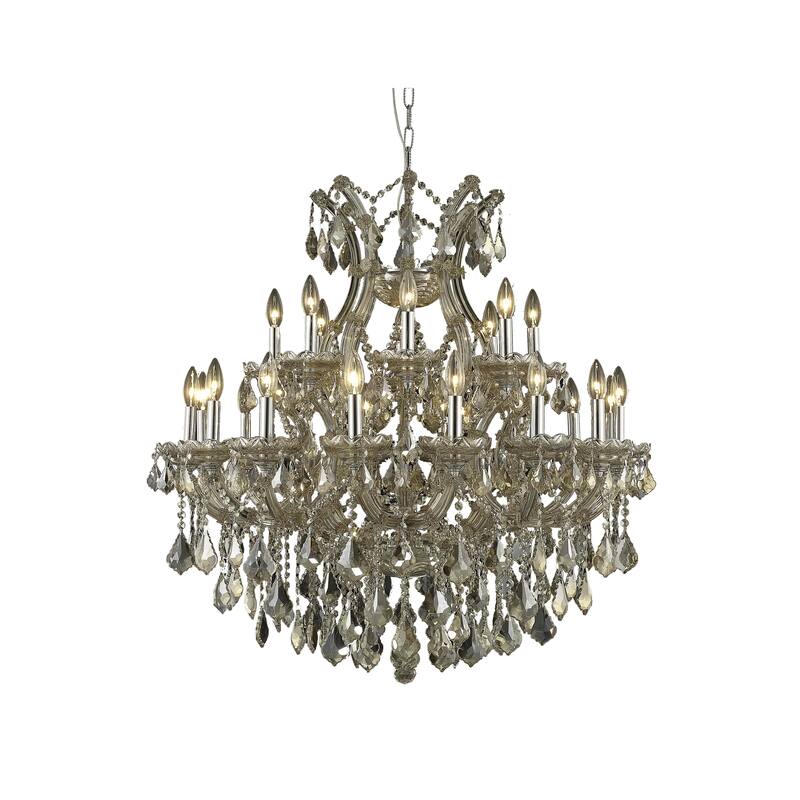 Fleur Illumination Collection Chandelier D:36in H:36in Lt:24 Golden Teak Finish