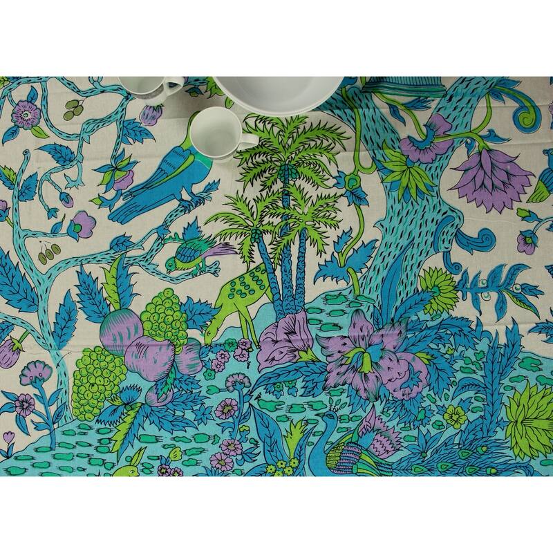 Vibrant Cotton Floral Tree Of Life Tablecloth Collection