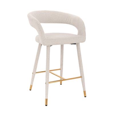 Darius boucle Fabric Counter Stool With Back (Set of 2)