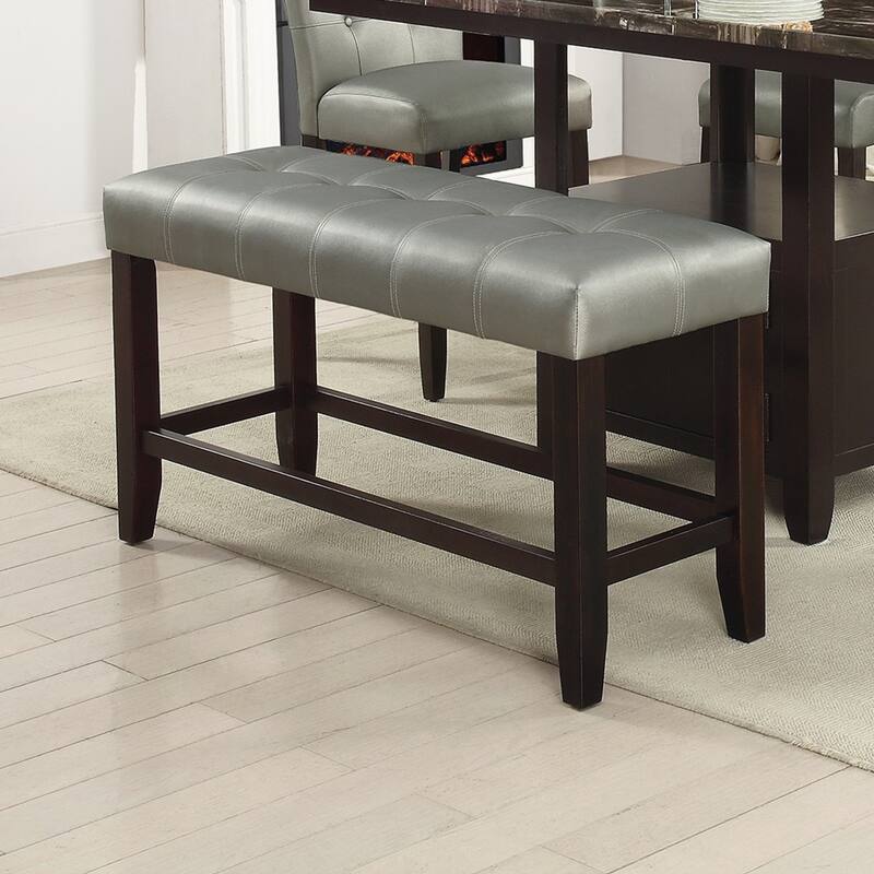 Counter Height 1pc Bench Silver Faux Leather