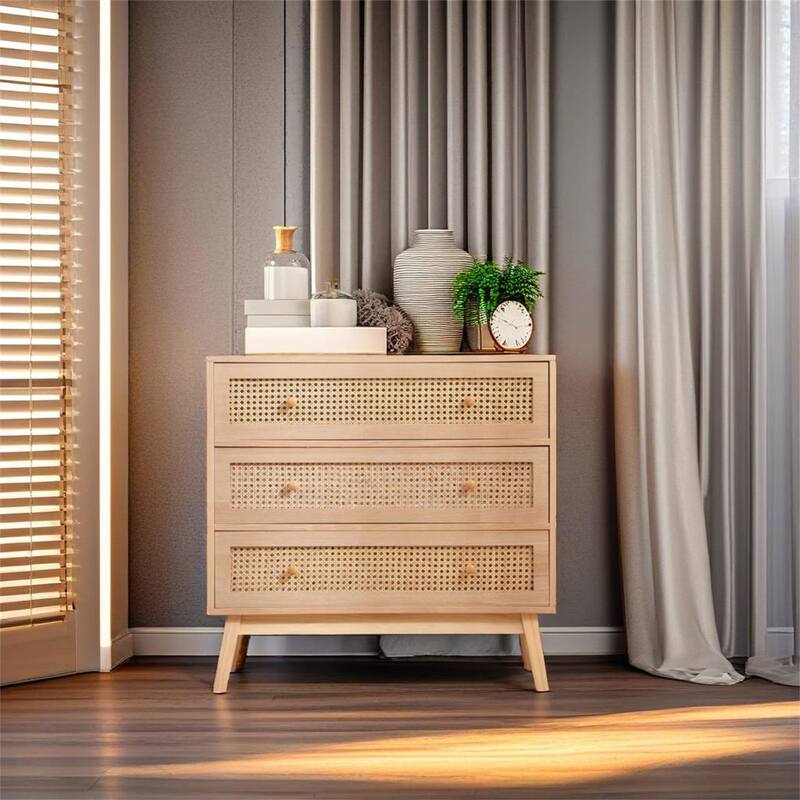 31.5 "3-Drawers Rattan Storage Cabinet Rattan Drawer