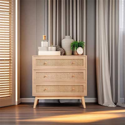 31.5 "3-Drawers Rattan Storage Cabinet Rattan Drawer