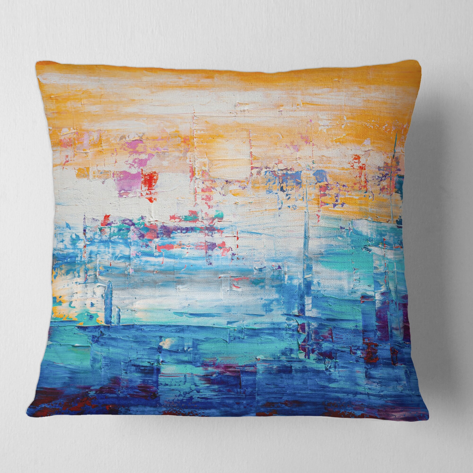 Design Art Orange Meets Blue Abstract Pillow