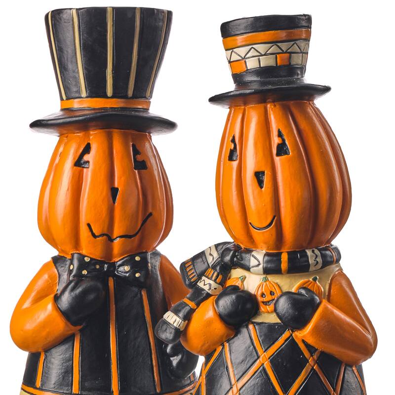 9" Resin Pumkin Men Set of 2