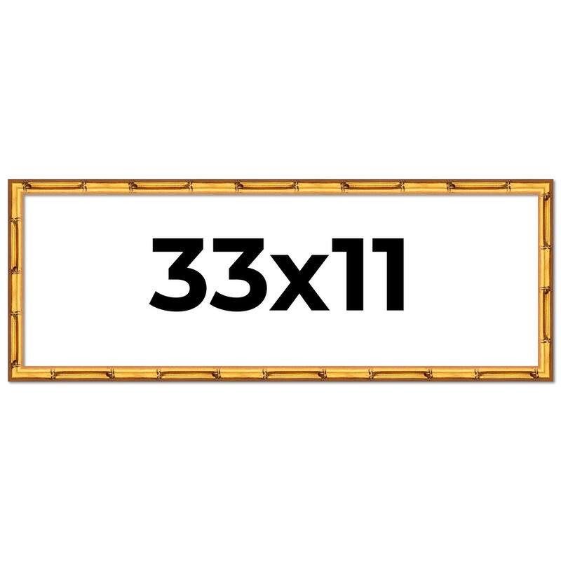 33x11 Frame Gold Bamboo Picture Frame Modern Photo Frame Includes UV Acrylic Shatter Guard Front Acid Free Foam Backing Board