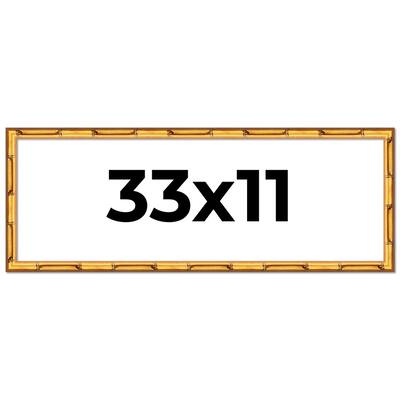 33x11 Frame Gold Bamboo Picture Frame Modern Photo Frame Includes UV Acrylic Shatter Guard Front Acid Free Foam Backing Board