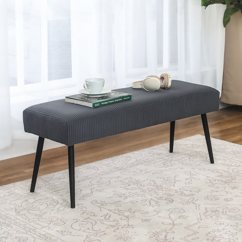 Adeco Modern End of Bed Bench Tufted Ottoman