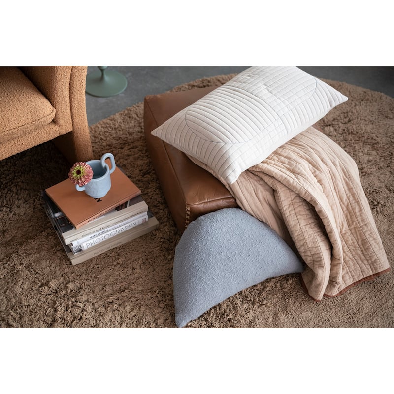 Chambray Quilted Lumbar Pillow Cover