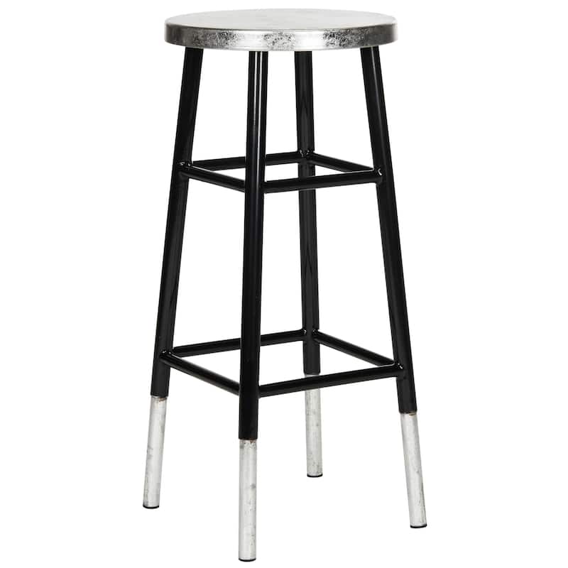 SAFAVIEH Lynne 30 Inch Silver Dipped Black / Silver Bar Stool - 13.5" x 13.5" x 30" - 14Wx14Dx30H