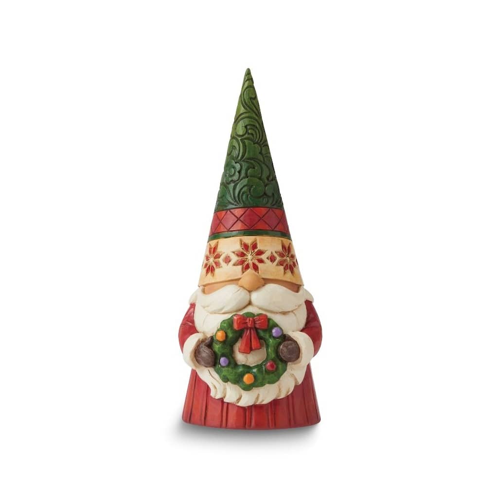 Curata Decorating Gnome and Hearth Christmas Gnome with Wreath Figurine