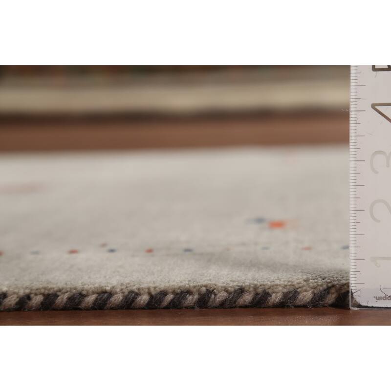 Tribal Gabbeh Indian Accent Rug Handmade Bedroom Beige Wool Carpet - 3'11"x 5'10"