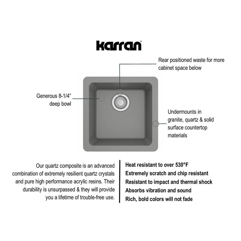 Karran Undermount Quartz Bar Single Bowl Sink