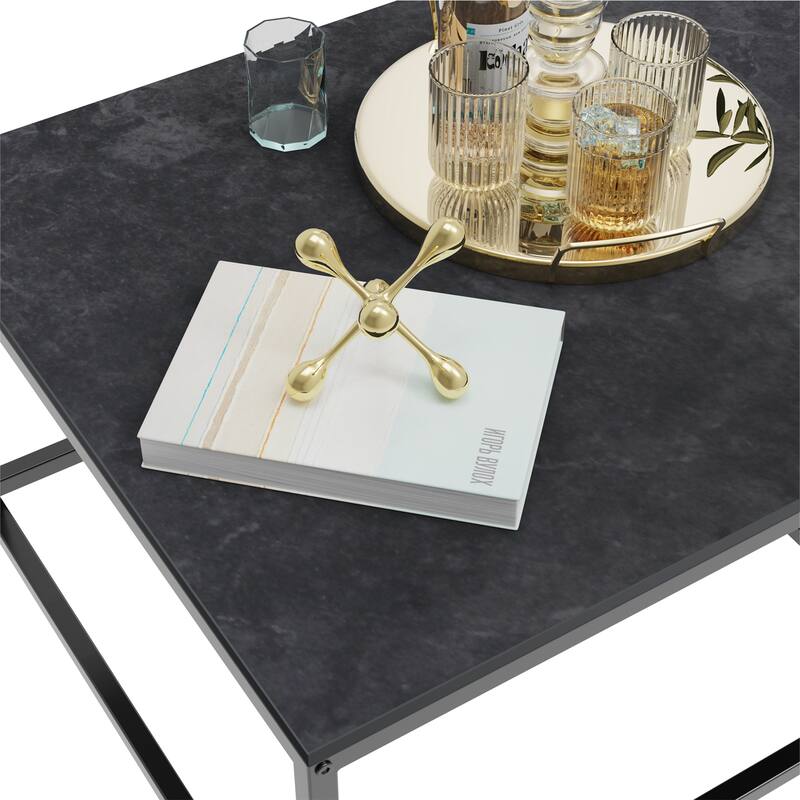 Square Sintered Stone top Nesting Coffee Table (Set of 2) - 27.5" x 18.9"