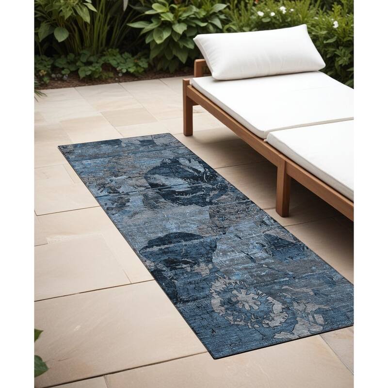 Lato Modern Art-Inspired Weather Resistant Classic Meets Modern Runner Outdoor Rug - 2' X 8' - Multi