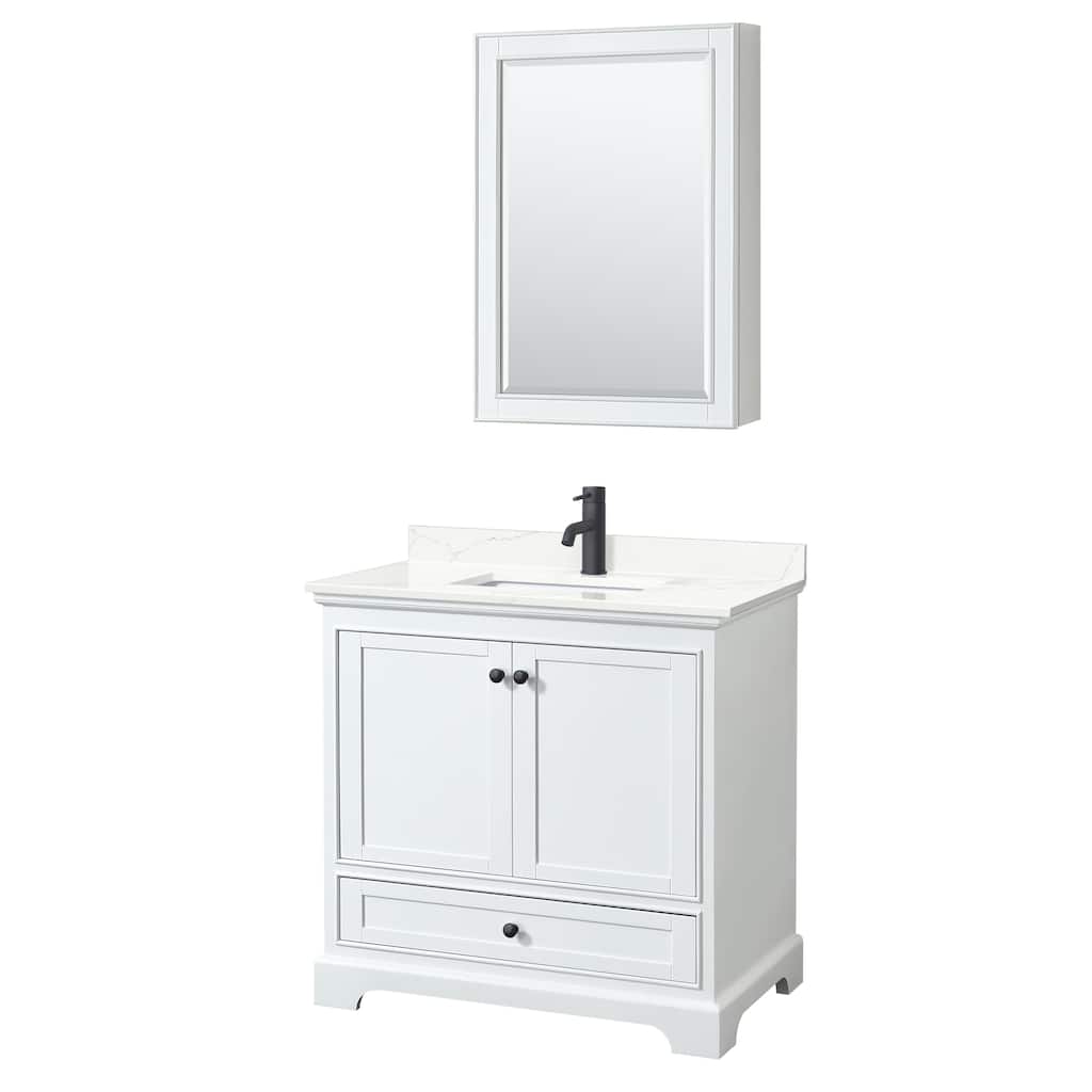 Deborah 36-inch Single Vanity, Quartz Top, Medicine Cabinet