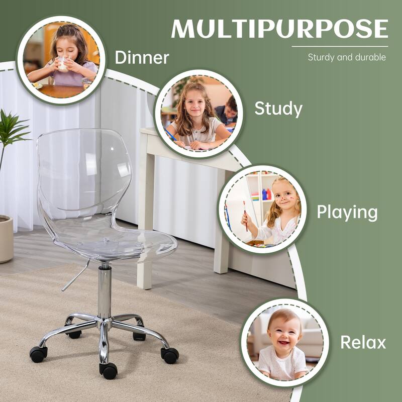 HOMEFUN Acrylic Swivel adjustable height Armless Home office Chair