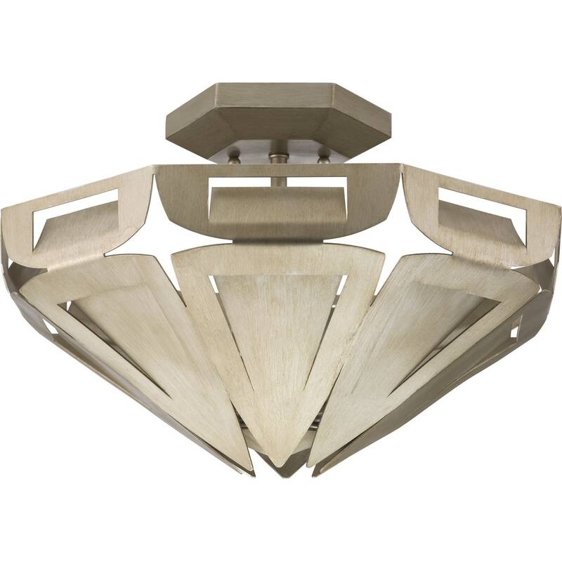 POINT DUME® Yerba Collection Silver Ridge Semi-Flush - 17.375 in x 17.375 in x 12.375 in - 17.375 in x 17.375 in x 12.375 in