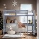preview thumbnail 21 of 29, Elegant Twin High Loft Bed, Rubber Wood Loft Bed with Safety Guardrail, Built-in Desk, Ladde Grey