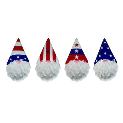 Transpac Ceramic Uncle Sam Gnome Spoon Rest Set of 4 Patriotic Home Decorations