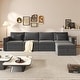 Modern Cotton Linen L-Shape Sectional Sofa, Chaise Couch with Storage ...