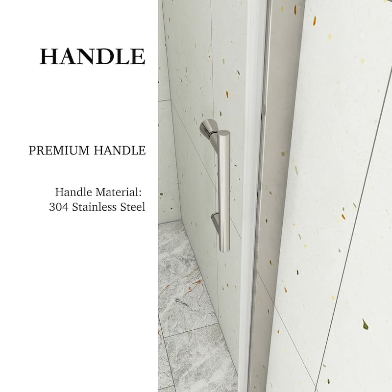 30/32/34/36 Inch Semi-Frameless Pivot Shower Door with Clear Tempered Glass