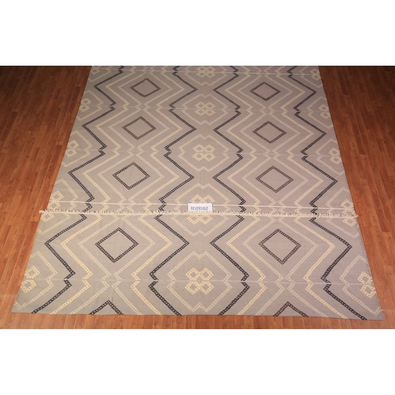 All-Over Kilim Durrie Oriental Large Area Rug Cotton Carpet - 10'5" x 23'5"