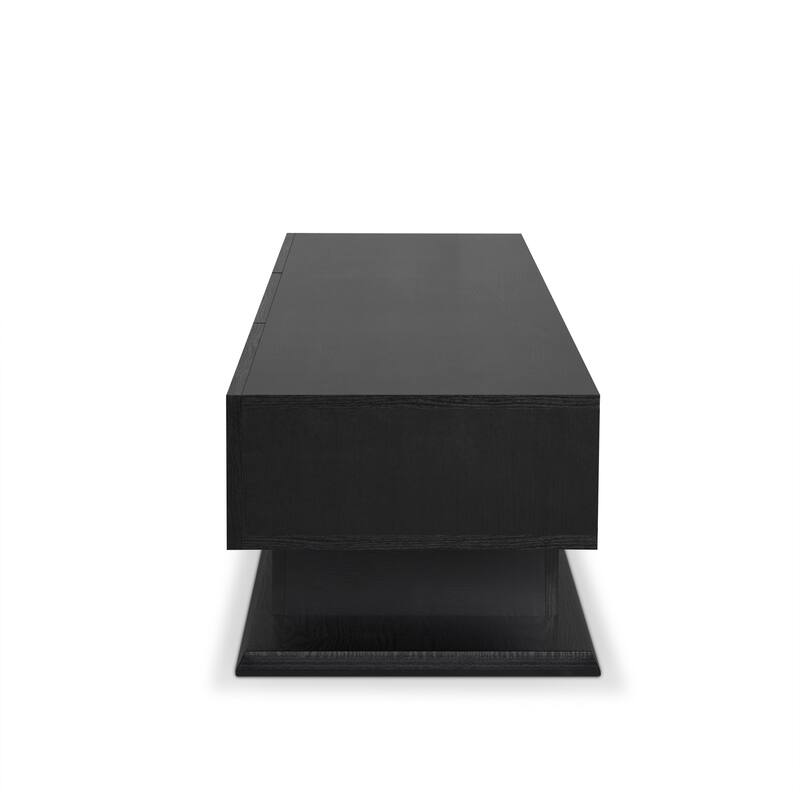 Contemporary 70 TV Stand with Storage Drawers and Open Compartment in Black Finish