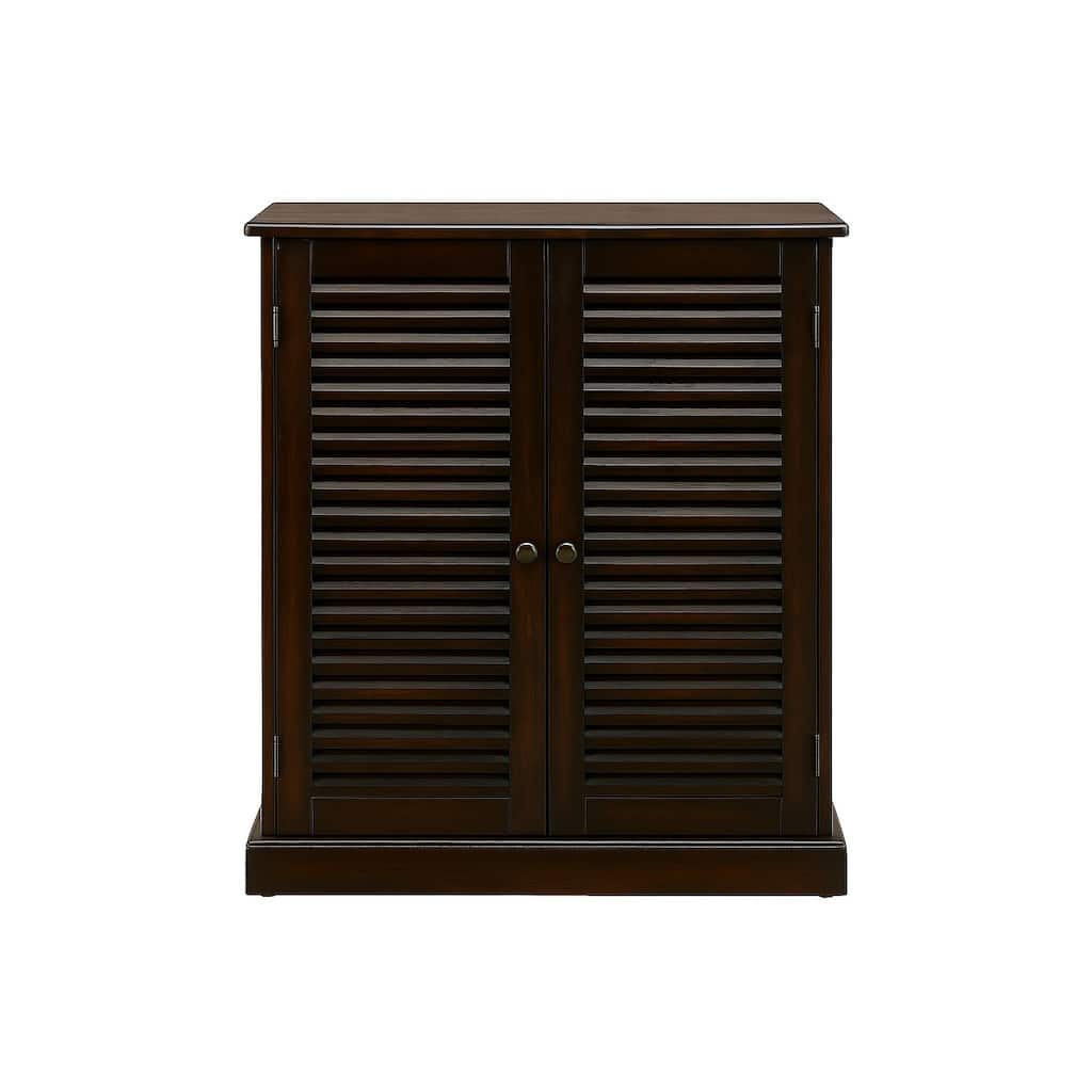 Shoe Cabinet with 5 Shelves and Louvered Doors, Espresso