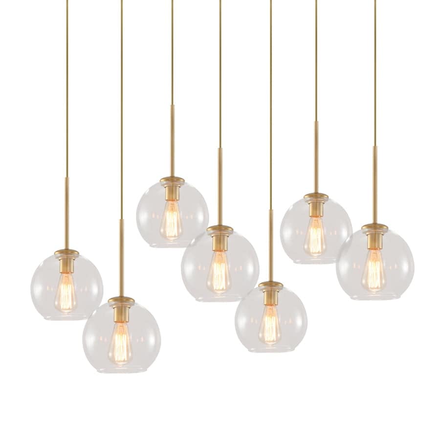7-Light Glass Globe Kitchen Island Pendant Light
